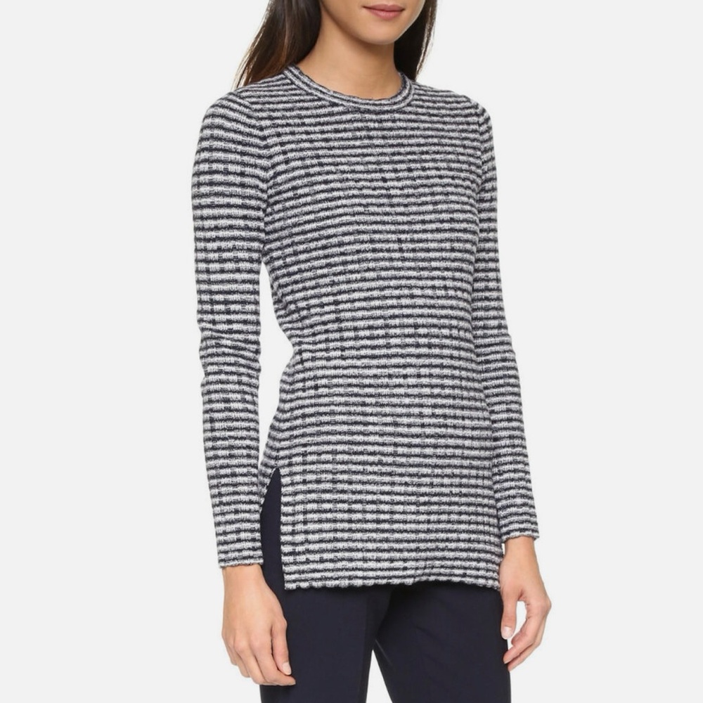 Theory Belira Evian Stretch Melange Wool Sweater Ribbed Tunic Style Size Medium